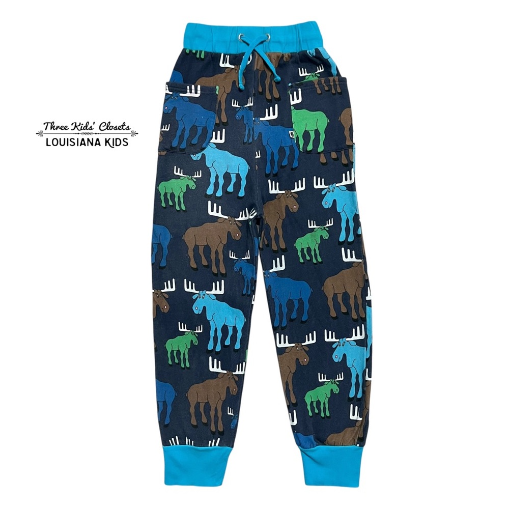 Smafolk 9-10Y Organic Moose Print Jogger Pants